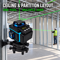 Niveau laser vert 4D 16 lignes 360 degrés, auto-nivelant, outil de nivellement croisé pour la construction et l'installation de sols, murs, carreaux et plafonds