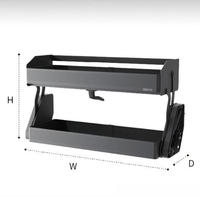 ELLECASA Étagère coulissante double niveau avec poignée pour armoire haute, capteur à induction, mouvement automatique haut et bas, rangement de cuisine