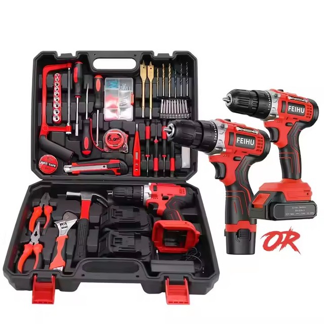 Factory 108 Piece Power Tool Combo Kits With 12V/21V Cordless Drill Household Tools Set With Other Hand Tools for Professional