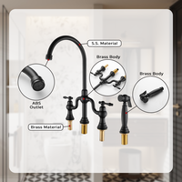 Robinet de cuisine classique en laiton avec finition brossée, design traditionnel et douchette pour utilisation en cuisine