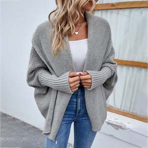 Women's Knitwear Autumn Winter New Soild Color Scarf Collar Batwing Sleeve Loose Knitted <b>Coat</b> commuter <b>Cardigan</b> Sweater J0208 - Product Image 4