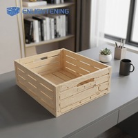 Caisse de rangement pliable en plastique avec poignée intégrée, aspect bois, ventilée, empilable, facile à transporter