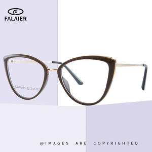 แว่นตา TR87095 ทรงกลมแบบแคทอาย กรอบโลหะ ป้องกันแสงสีฟ้า กรอบเต็ม สำหรับทุกเพศ - Product Image 3