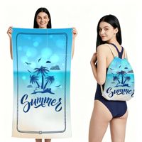 Serviette de plage 2-en-1 avec sac de rangement, absorbante et à séchage rapide, personnalisable, pour la natation, le yoga, les voyages et la gym