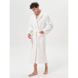 เสื้อคลุมอาบน้ำมีฮู้ดสำหรับผู้ชาย ผ้าเทอร์รี่ ยาวเต็มตัว ผ้าฝ้าย 100% ชุดคลุมอาบน้ำสำหรับสปาและพักผ่อน - Product Image 4