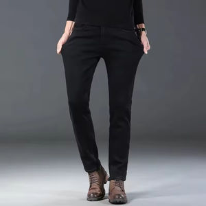 Jeans <span class=keywords><strong>Neri</strong></span> Slim Fit da <span class=keywords><strong>Uomo</strong></span> Inverno 2022, <span class=keywords><strong>Pantaloni</strong></span> in Denim Foderati in Pile Caldo, Taglie Forti, Lavaggio Medio, <span class=keywords><strong>Elasticizzati</strong></span> in Velluto - Product Image 5