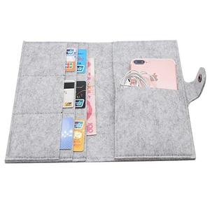 Factory Price Durable Unisex Eco-friendly Felt <b>Card</b> <b>Holder</b> <b>Wallet</b> Bag with Button Closure Mofelt MFT-55 - Product Image 1