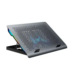 Suporte de refrigeração de alumínio para laptops com luzes RGB de saída de fábrica adequado para laptops de 11 a 17,3 polegadas