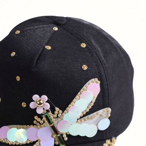 Wholesale 5 Panel Common Fabric Unisex <b>Cheap</b> Soft Faux <b>Crystal</b> Short Bill Stylish Baseball Cap - Product Image 5