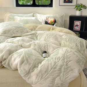 Set di Biancheria da Letto Lussuoso e Accogliente in Velluto Taffia, 4 Pezzi, Morbido e Spesso, per Letto <span class=keywords><strong>Matrimoniale</strong></span>, Copripiumino e Federe per l'Inverno, Misura King - Product Image 3
