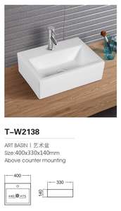 Lavabo in Ceramica Quadrato da Appoggio PZ-111 - Product Image 2
