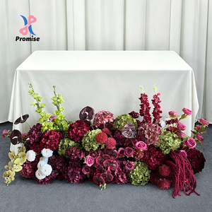 Asymmetrical Long Oval Dark Tone Silk Artificial Handmade Modern Floor Flower <b>Wedding</b> Bridal Shower Backdrop <b>Prop</b> - Product Image 1