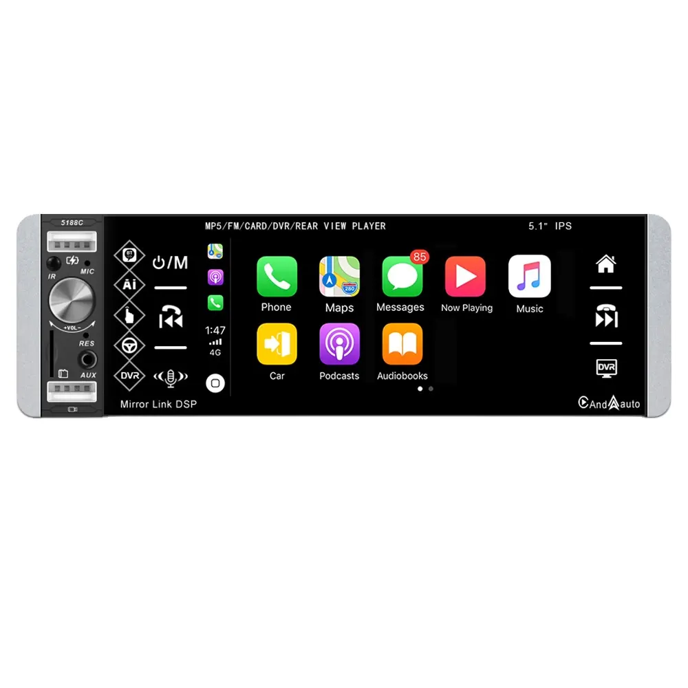 Universal Android Auto Auto Stereo Carplay 1 Din 9 Zoll AI Autoradio Mp5 Player Autoaudio 5,1 Zoll Bildschirm