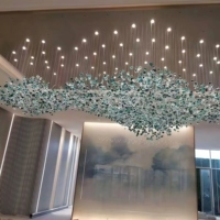 JYLIGHTING Lustre de luxe en verre vert et pierre pour hall d'entrée, support d'installation mondial en usine, alimentation solaire