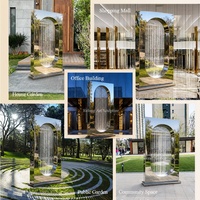 Fontaine rectangulaire en acier inoxydable poli RELONG, sculpture de fontaine en cascade pour parc extérieur, jardin, cour