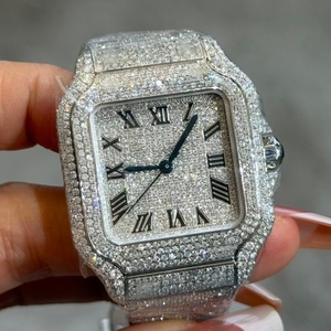 Trendy VVS Silver Full Diamond Moissanite Luxury Wrist Watch with Premium Stainless Steel Strap Suitable for Business Occasions - Product Image 2