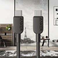 Pengisi daya Cepat kabel iPhone, untuk Anker 60W USB C ke USB C kabel 3A panjang 1.8m dengan jaket TPE untuk iPhone 17 seri 310