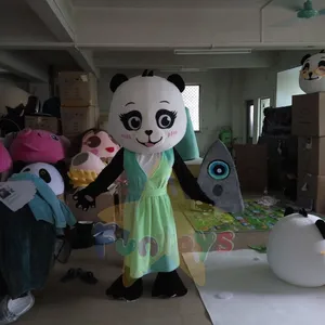 शादी, जन्मदिन की पार्टी के लिए वयस्कों के लिए फनटॉयज पांडा वियर लंबी पोशाक शुभंकर पोशाक पशु कार्टून कॉस्प्ले
