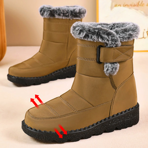 Bottes d'hiver pour femmes grandes tailles avec isolation supplémentaire et rembourrage épais en polyuréthane, bottes longues à tige haute et semelle épaisse en coton - Product Image 4