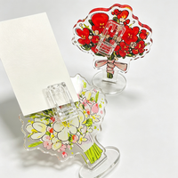 Porte-photo de mariage personnalisé en acrylique imprimé UV, découpé CNC/laser, style dessin animé, avec pince à memo pour bouquet de fleurs, décoration de centre de table