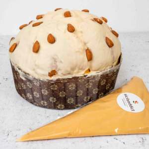 Panettone Artigianale Sicilydolce alle Mandorle 1kg Classico con Crema di Mandorle e Sacchetto per Decorazioni per Natale e Riunioni Familiari - Product Image 1