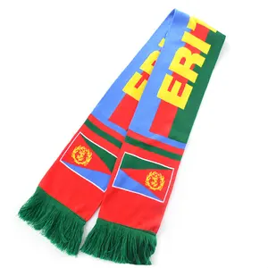 Custom Design Football Fan Knitted Polyester National Eritrea flag scarf
