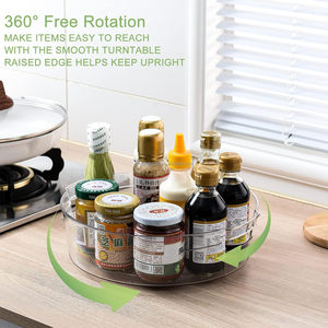 Organisateur de rangement en plastique manipulé Porte-épices de cuisine rotatif plateau tournant 360 degrés Lazy Susan pour le rangement des armoires de cuisine - Product Image 6