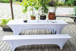 Hot Sale Rectangle Custom Fitted Spandex Stretch One Piece Elastic Beer Table Cover and Two Pieces Stretch Beer Bench Cover - Product Image 3