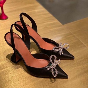 <span class=keywords><strong>Scarpe</strong></span> da Donna con Tacco a Blocco Geometrico in Raso Oro Rosa, Punta Affusolata, Slingback, Fiocco di Cristallo, per Feste ed Eventi Serali - Product Image 3