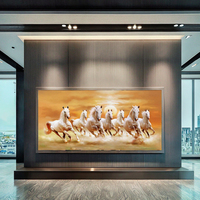 Peinture murale sur toile sans cadre avec motif animalier, diamant, taille moyenne, 7 chevaux au galop, impression numérique pour décoration intérieure, salon