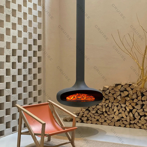 Caminetto Decorativo Elettrico Sospeso a Soffitto in Acciaio al Carbonio CRUISE, Effetto Legna che Brucia - Product Image 3