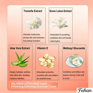 Crema Facial Esencial Natural Orgánica a Base de Hierbas, Blanqueadora y Suavizante, con Extracto de Loto de Nieve, Tremella, Aloe <span class=keywords><strong>Vera</strong></span> y Vitaminas, Hidratante - Product Image 4