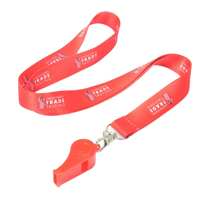 Custom Red Color Whistle Lanyard with Logo
