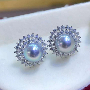 SGARIT bijoux de mode 925 boucles d'oreilles en argent Sterling perle eau de mer 7-8mm naturel japon <span class=keywords><strong>Akoya</strong></span> perle fleur femmes boucles d'oreilles - Product Image 5