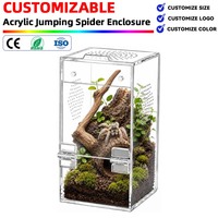 Enclos pour reptiles en acrylique renforcé de qualité supérieure de 3 mm pour araignées sauteuses avec base résistante à l'eau, idéal pour l'établissement d'une crèche