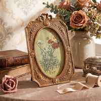 Cadre photo personnalisé en polyrésine écologique durable de style rococo européen, décor de bureau floral doré pastel, logo personnalisé OEM, romantique