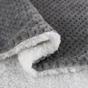 Hot Selling 100% Polyester Flannel Sherpa Fleece Oversized Popcorn Honeycomb Sherpa Blanket