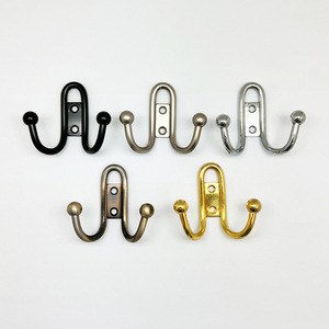 Solid Iron Double <b>Wall</b> Hook 69mm X 65mm Heavy Duty Coat Hat <b>Shoe</b> <b>Rack</b> Mounting Hardware - Product Image 5