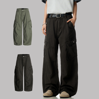 Pantalon Cargo Homme 100% Coton Lavé Style Vintage Ample Jambe Large Multi-Poches Streetwear Décontracté pour Hommes – Vente en Gros