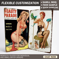 Mini plaques métalliques OEM vintage, motif fille, personnalisées 20x30, pour décoration murale de bar et club, affiche rétro imprimée sur métal