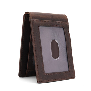Men's Genuine Leather <b>Wallet</b> Coffee Brown 6 Inch RFID Blocking Money Clip Multifunctional Card <b>Holder</b> - Product Image 5