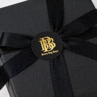 Autocollants ronds personnalisés imperméables en feuille d'or avec étiquette logo noire en vinyle adhésif pour l'emballage des petites entreprises et les projets créatifs