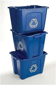 Contenedor/Caja de <span class=keywords><strong>Reciclaje</strong></span> Comercial, Apilable, de Tapa Abierta, 14 Galones, Resistente, Azul, <span class=keywords><strong>para</strong></span> Interiores/Exteriores/Garajes/Hogares/Comercios - Product Image 4