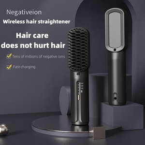 Electric Hot Comb Portable Negative Ion Usb Rechargeable Cordless Private Label Flat Iron Comb Mini Hair Straightener <b>Brush</b> - Product Image 3