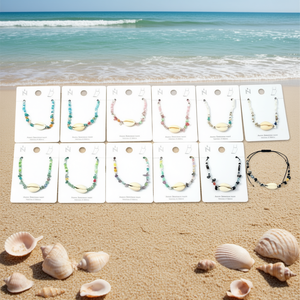 Cavigliera con conchiglie in acciaio inossidabile, set da 12 pezzi, gioielli alla moda da donna - Product Image 3