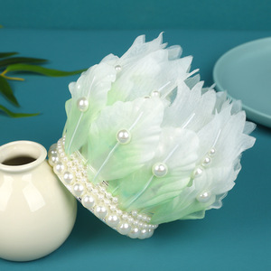 Nouvelle conception originale, accessoire pour cheveux Hanfu fait main avec un motif floral vert dégradé et un motif de fleur de lotus. - Product Image 2