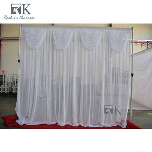 Kit de support de toile de fond robuste pour rideaux lourds avec tringle et draperie blanche - Product Image 5