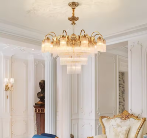 Zeal Lighting Vintage Brass Antique Luces colgantes K9 Crystal Luxury Copper chandelier Gold - Product Image 4