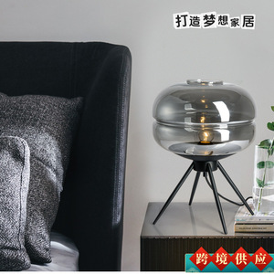 Lámpara de mesa de cristal minimalista nórdica, bombilla incandescente E27, lámpara decorativa para sala de estar y dormitorio, diseño sencillo - Product Image 5