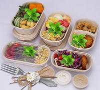 Conteneur alimentaire jetable biodégradable en gros, boîte à lunch en pulpe de canne à sucre avec pelliculage brillant